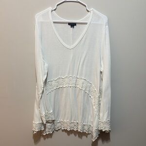 New Direction Cream Lace Accent Blouse